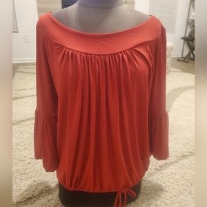 Wide neck red top
